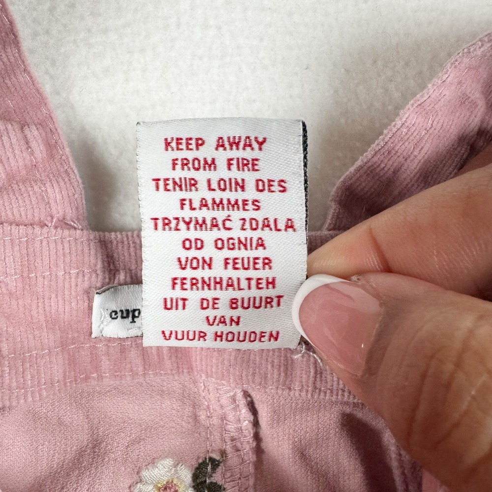 Cupcakes and Cashmere Girls Pink Corduroy‎ Floral Embroidered Overall Dress 4T - Picture 5 of 6